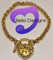 CLEARANCE - 9K Yellow Gold Filled Padlock Belcher Bracelets (VARIOUS DESIGNS)
