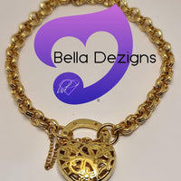 CLEARANCE - 9K Yellow Gold Filled Padlock Belcher Bracelets (VARIOUS DESIGNS)