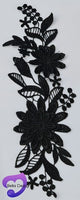 BLACK - Lace Applique Motif - 3D 2 Flower
