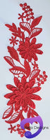 BURGUNDY - Lace Applique Motif - 3D 2 Flower
