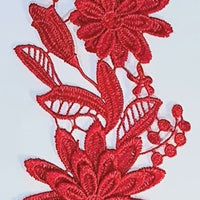 BURGUNDY - Lace Applique Motif - 3D 2 Flower