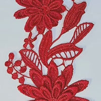 BURGUNDY - Lace Applique Motif - 3D 2 Flower