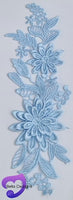 LIGHT BLUE - Lace Applique Motif - 3D 2 Flower
