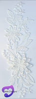 WHITE - Lace Applique Motif - 3D 2 Flower
