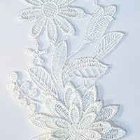 WHITE - Lace Applique Motif - 3D 2 Flower