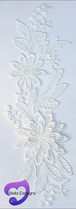 WHITE - Lace Applique Motif - 3D 2 Flower