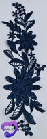 NAVY BLUE - Lace Applique Motif - 3D 2 Flower
