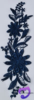 NAVY BLUE - Lace Applique Motif - 3D 2 Flower
