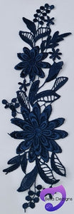 NAVY BLUE - Lace Applique Motif - 3D 2 Flower