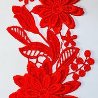 RED - Lace Applique Motif - 3D 2 Flower