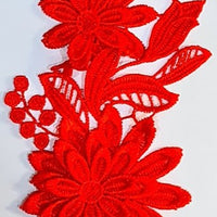 RED - Lace Applique Motif - 3D 2 Flower