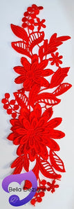 RED - Lace Applique Motif - 3D 2 Flower