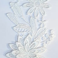 WHITE - Lace Applique Motif - 3D 2 Flower