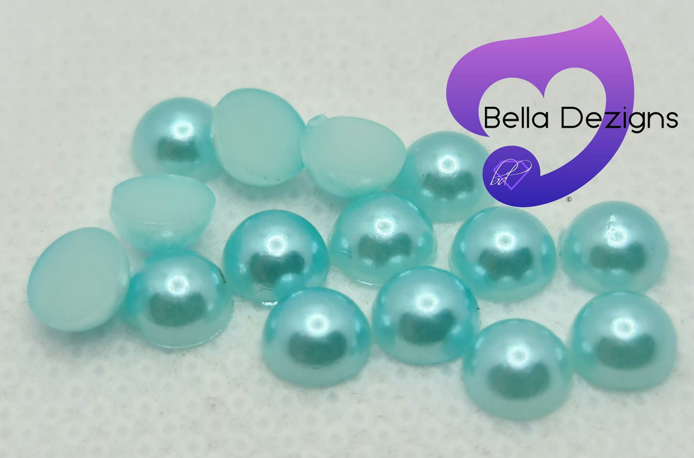 MINT BLUE - Acrylic Half Round Flatback Pearl (5mm)