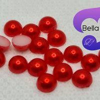 RED - Acrylic Half Round Flatback Pearl (5mm or 6mm)