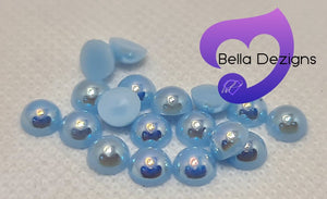 LIGHT BLUE AB - Acrylic Half Round Flatback Pearl (6mm)