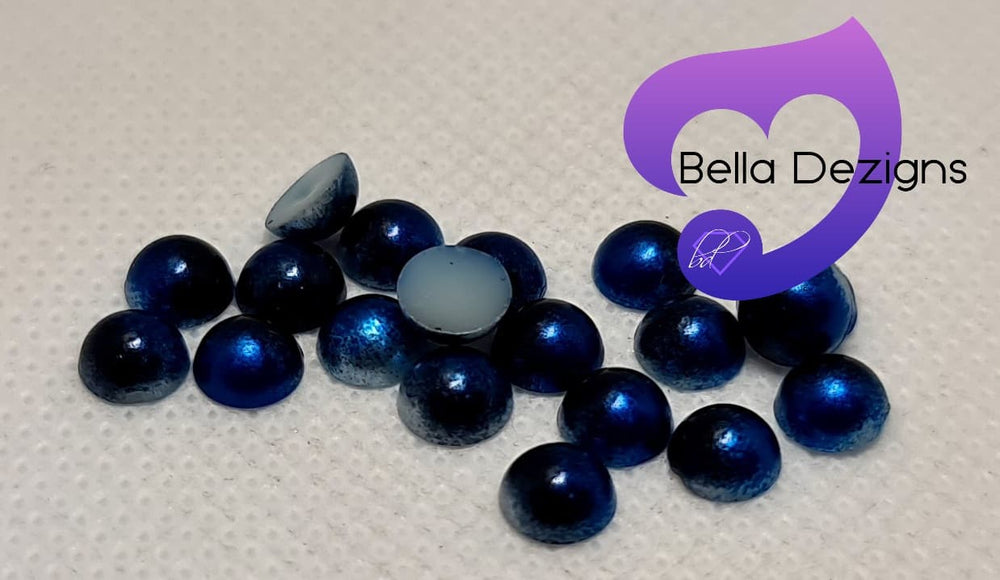 RAINBOW (BLUE) - Acrylic Half Round Flatback Pearl (6mm)