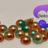 RAINBOW (COFFEE GREEN) - Acrylic Half Round Flatback Pearl (6mm)