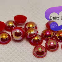 RED AB - Acrylic Half Round Flatback Pearl (6mm)