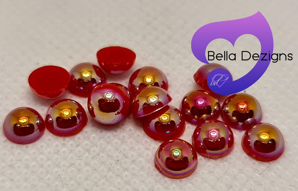 RED AB - Acrylic Half Round Flatback Pearl (6mm)