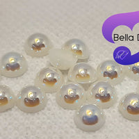 BEIGE AB - Acrylic Half Round Flatback Pearl (6mm)