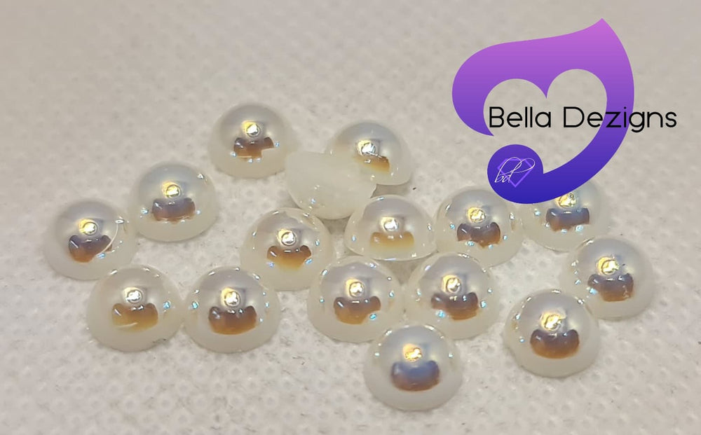 BEIGE AB - Acrylic Half Round Flatback Pearl (6mm)