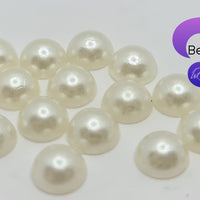 BEIGE - Acrylic Half Round Flatback Pearl (6mm)