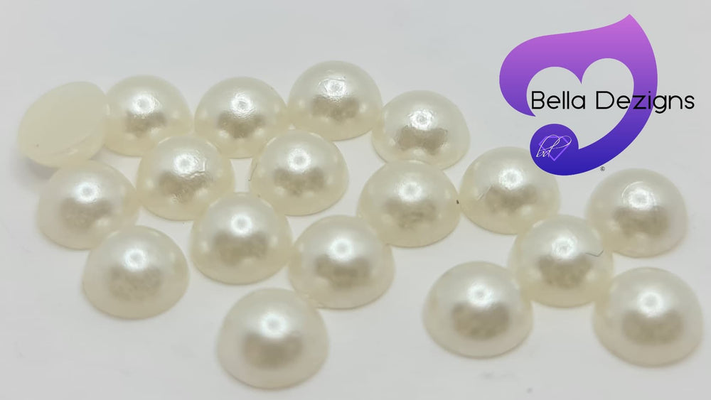 BEIGE - Acrylic Half Round Flatback Pearl (6mm)