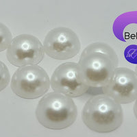 WHITE - Acrylic Half Round Flatback Pearl (6mm)