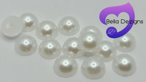 WHITE - Acrylic Half Round Flatback Pearl (6mm)