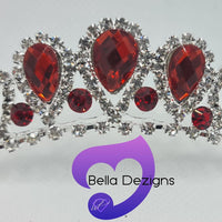 Diamante Hair Comb - Teardrop Ruby