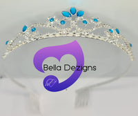 Diamante Tiara - Aquamarine Silver Elegant
