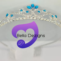 Diamante Tiara - Aquamarine Silver Elegant