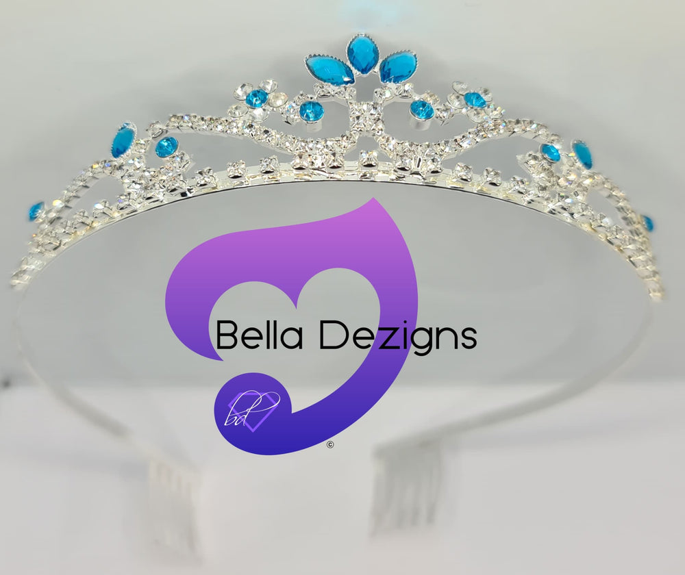 Diamante Tiara - Aquamarine Silver Elegant