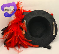 Hat Hair Piece - Black & Red
