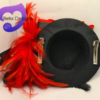 Hat Hair Piece - Black & Red