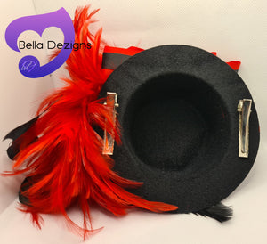 Hat Hair Piece - Black & Red