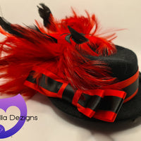 Hat Hair Piece - Black & Red