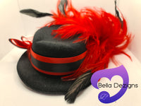 Hat Hair Piece - Black & Red
