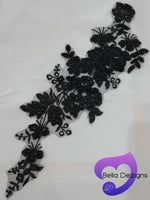 BLACK - Lace Applique Motif - Embroided Sequin
