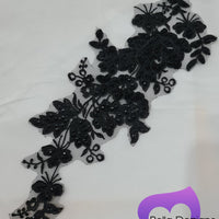 BLACK - Lace Applique Motif - Embroided Sequin