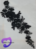 BLACK - Lace Applique Motif - Embroided Sequin
