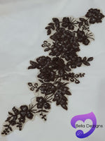 BROWN - Lace Applique Motif - Embroided Sequin
