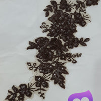 BROWN - Lace Applique Motif - Embroided Sequin