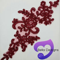 BURGUNDY - Lace Applique Motif - Bridal Flower