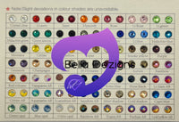 Rhinestone Size & Colour Chart
