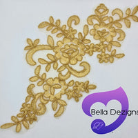 GOLD - Lace Applique Motif - Bridal Flower