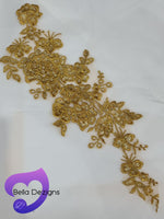 GOLD - Lace Applique Motif - Embroided Sequin
