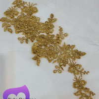 GOLD - Lace Applique Motif - Embroided Sequin