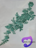 GREEN - Lace Applique Motif - Embroided Sequin
